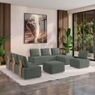 Sofá Liphis Sala de Estar Modulado Moderno Pés de Madeira Veludo Cinza Escuro G45 - Gran Belo