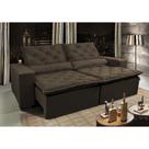 Sofá Lisboa 2,12m Retrátil, Reclinável, Molas no Assento Tecido Suede Velusoft Café - Cama InBox