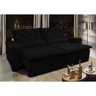 Sofá Lisboa 2,52m Retrátil, Reclinável, Molas no Assento Tecido Suede Velusoft Preto Cama InBox Sofá Lisboa 2,52m Retrátil, Reclinável, Molas no Assento Tecido Suede Velusoft Preto Cama InBox