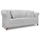 Sofá Living 2 Lugares 1,60m Vênus Linho Cinza Pés Castanho - Pallazio Sofá Living 2 Lugares 1,60m Vênus Linho Cinza Pés Castanho - Pallazio