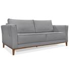 Sofá Living 2 Lugares 1,70m Vega Linho Grafite Pés Castanho - Pallazio
