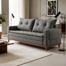 Sofá Living 2 Lugares 210cm com Base de Madeira Sidney Cinza Sofá Living 2 Lugares 210cm com Base de Madeira Sidney Cinza