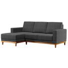 Sofá Living 200cm 3 Lugares Com Chaise Esquerdo Kayrós D05 Linho Chumbo Mpozenato