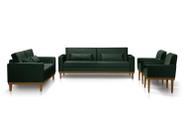 Sofá Living 3 e 2 Lugares Valência - 2,20/1,58mts + 02 Poltronas C/ Base Madeira de Reflorestamento - Veludo Verde