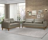 Sofá Living 3 e 2 Lugares Valência - 2,20/1,58mts - material sintético Bege - Estofados Pérola.