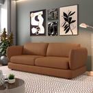 Sofá Living 3 Lugares 265cm Pés Madeira Dalian Couro Caramelo G52 - Gran Belo Sofá Living 3 Lugares 265cm Pés Madeira Dalian Couro Caramelo G52 - Gran Belo