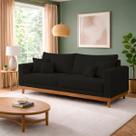 Sofá Living 3 Lugares Suede Resistente Madeira + Almofadas
