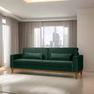 Sofá Living 3 Lugares Valência - 2,20mts - Veludo Verde Escuro - Estofados Pérola