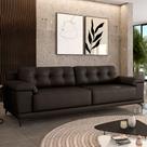 Sofá Living 4 lugares 292cm Agostino Pés Design em Ferro Couro Marrom G52 - Gran Belo