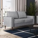 Sofá Living Ascona 2 Lugares Estrutura e Pés em Eucalipto Tecido Linho Cinza 1,40m