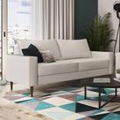 Sofá Living Ascona 3 Lugares Estrutura e Pés em Eucalipto Tecido Linho Off White 1,88m