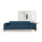 Sofá Living Átila 2,10m em Veludo Azul Marinho Base Madeira Maciça