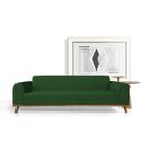 Sofá Living Átila 2,10m em Veludo Verde Base Madeira Maciça