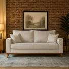 Sofá Living Beny 3 Lugares 1,80m Linho Bege