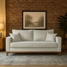 Sofá Living Beny 3 Lugares 1,80m Linho Cru
