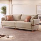Sofá Living Canela 4 Lugares 265 cm Linho Bege Sofá Living Canela 4 Lugares 265 cm Linho Bege