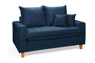 Sofa Living com Bau Multiuso 2 Lugares Suede Pes em Madeira Cor: Azul Marinho Sofa Living com Bau Multiuso 2 Lugares Suede Pes em Madeira Cor: Azul Marinho