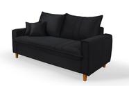 Sofa Living com Bau Multiuso 3 Lugares Suede Pes em Madeira Sofa Living com Bau Multiuso 3 Lugares Suede Pes em Madeira