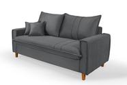 Sofa Living com Bau Multiuso 3 Lugares Suede Pes em Madeira Sofa Living com Bau Multiuso 3 Lugares Suede Pes em Madeira