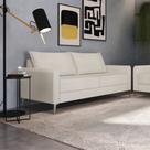 Sofá Living Davos 3 Lugares Estrutura Eucalipto Pés em Alumínio Tecido Linho 1,80m Branco Off White Sofá Living Davos 3 Lugares Estrutura Eucalipto Pés em Alumínio Tecido Linho 1,80m Branco Off White