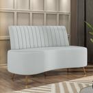 Sofá Living Decorativo 2 Lugares 1,60M Katara Cinza Claro Veludo G33 - Gran Belo