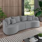 Sofá Living Decorativo Salinas 3 Lugares com Almofadas 230cm Modulado Veludo Cinza G33- Gran Belo