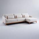 Sofá Living Fixo com Chaise Direito 5 Lugares 310cm Lisboa com Almofada Linho Bege NS Cor:Bege