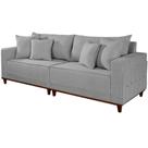 Sofá Living Lufer em Linho Monte Claros 4 Lugares com Almofadas Soltas 236cm Cor Cinza