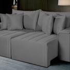 Sofá Living Retrátil com Molas 250 Cm Veludo Veneza Cinza Chumbo Sofá Living Retrátil com Molas 250 Cm Veludo Veneza Cinza Chumbo