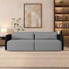 Sofá Living Sala de Estar Abel 220cm Bipartido pés de Madeira PU/Veludo Preto/Cinza G33 - Gran Belo