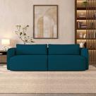 Sofá Living Sala de Estar Abel 220cm Bipartido pés de Madeira Veludo Azul G33 - Gran Belo
