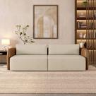 Sofá Living Sala de Estar Abel 240cm Bipartido pés de Madeira PU/Linho Caramelo/Bege G33 - Gran Belo