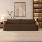 Sofá Living Sala de Estar Abel 240cm Bipartido pés de Madeira PU/Veludo Caramelo/Marrom G33 - Gran Belo