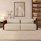 Sofá Living Sala de Estar Abel 240cm Bipartido pés de Madeira PU/Veludo Marrom/Bege Claro G33 - Gran Belo