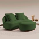 Sofá Living Sala de Estar Rocca 192cm com Puff Pés Madeira Linho Rústico Verde Musgo G92 - Gran Belo