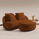 Sofá Living Sala de Estar Rocca 212cm com Puff Pés Madeira Linho Rústico Telha G92 - Gran Belo