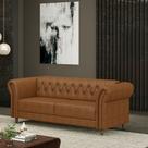 Sofá Living Sala de Estar Stanford Chesterfield 2 Lugares 200cm Pés de Madeira Couro Mel Manchado G58 - Gran Belo Sofá Living Sala de Estar Stanford Chesterfield 2 Lugares 200cm Pés de Madeira Couro Mel Manchado G58 - Gran Belo