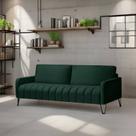 Sofá Living Savana 3 Lugares C/ Pé de Ferro Preto 2,20 Mts Veludo Verde Espuma D28
