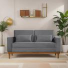 Sofá Living Valência 1,58 Mts C/base Madeira Decor Veludo - CINZA
