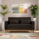 Sofá Living Valência 1,58 Mts C/base Madeira Decor Veludo - MARROM