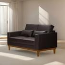 Sofá Living Valência 1,58mt - Base Madeira - material sintético Marrom