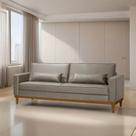 Sofá Living Valência 2,20mt C/base Madeira de Reflorestamento - Espuma D-28 C/ 2 Almofadas - material sintético Bege