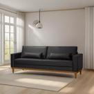Sofá Living Valência 2,20mt C/base Madeira de Reflorestamento - Espuma D-28 C/ 2 Almofadas - material sintético Preto