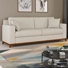 Sofá Living Vintage 3 Lugares 200cm em Boucle Slim Bege