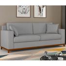 Sofá Living Vintage 3 Lugares 200cm em Boucle Slim Cinza Claro