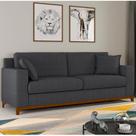 Sofá Living Vintage 3 Lugares 200cm em Linho Slim Cinza Grafite