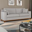 Sofá Living Vintage 3 Lugares 220cm em Boucle Slim Cinza Claro