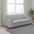 Sofá Living Vintage 3 Lugares 225cm em Linho Áspen Cinza