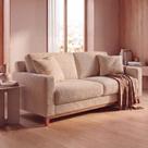 Sofá Living Vintage 3 Lugares Bouclé Marrom Slim 220cm