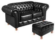 Sofá Luis XV 2 Lugares com Puff Chesterfield Molas Ensacadas Retrô